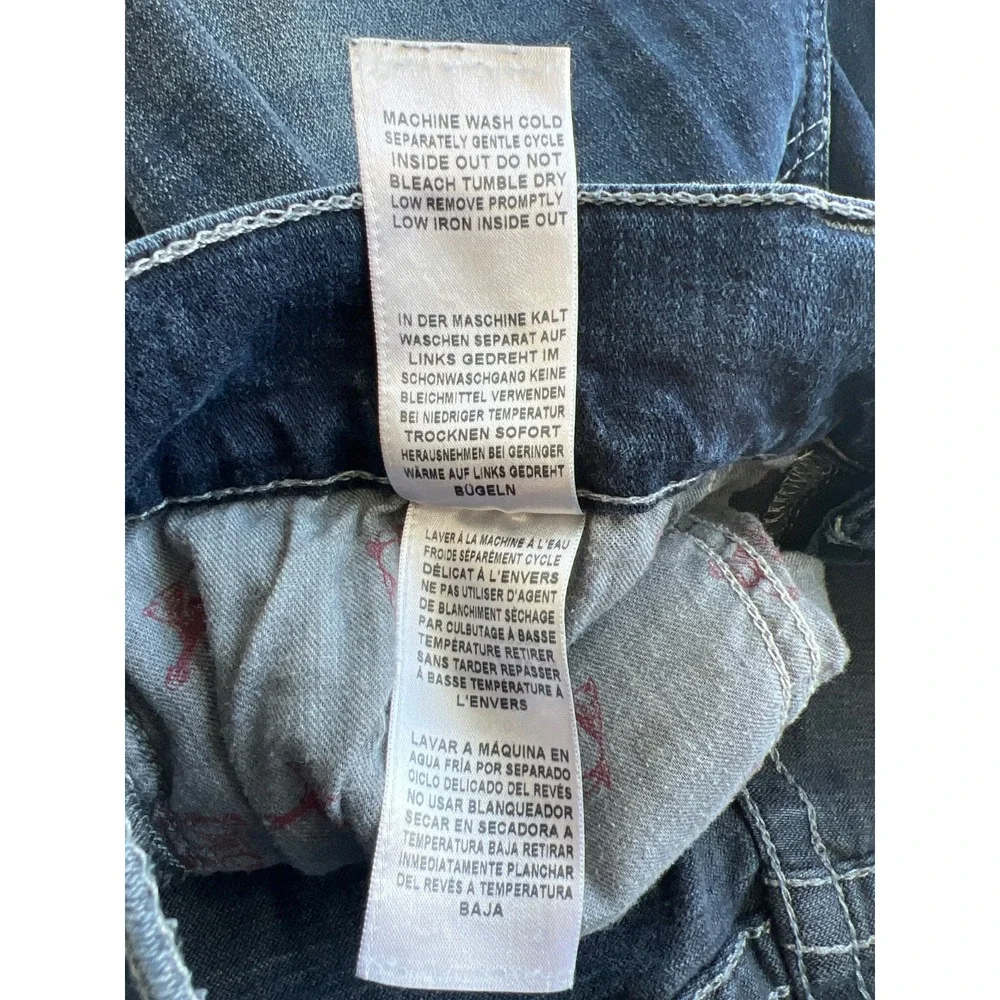 True Religion Jeans 34 Rocco Mens Relaxed Skinny Dark Distressed Stretch Denim